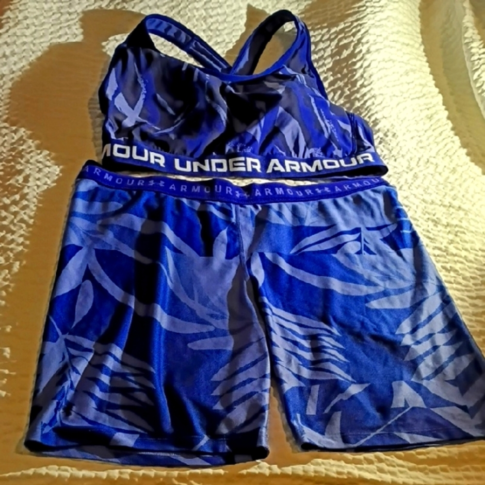 Under Armour Blue Sports Bra and Shorts Set